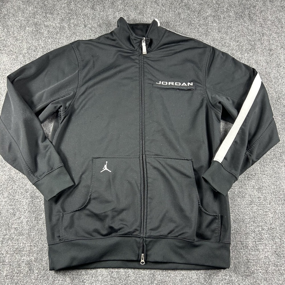 Jordan Track Jacket Mens Medium Black‎ Full Zip Fleece Lined Basketball Athletic